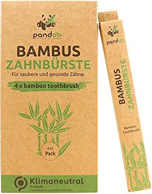 Brosse à dents en bambou Pandoo, 4 pièces