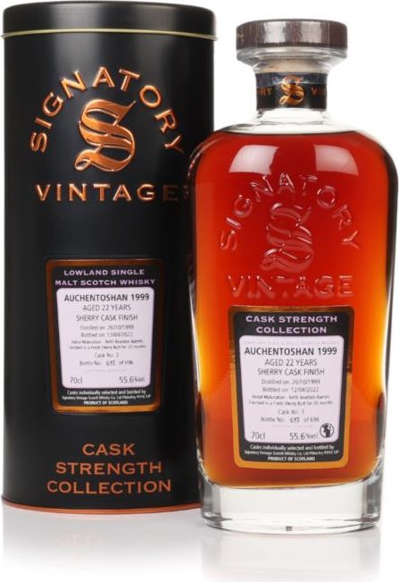 Ancien fût signataire collection force Auchentoshan 1999 22 ans 700ml