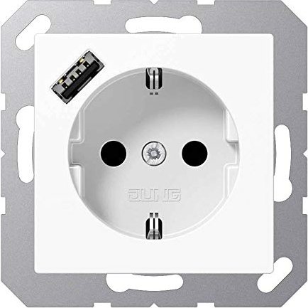 Prise Jung SCHUKO avec chargeur USB, blanc alpin (A 1520-18 A WW)