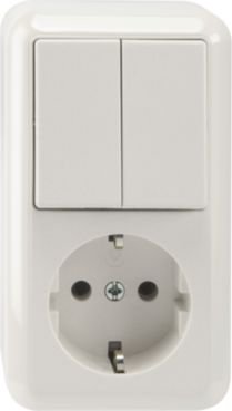 Merten Combinaison encastrée prise SCHUKO interrupteur série, blanc polaire (MEG3498-8719)