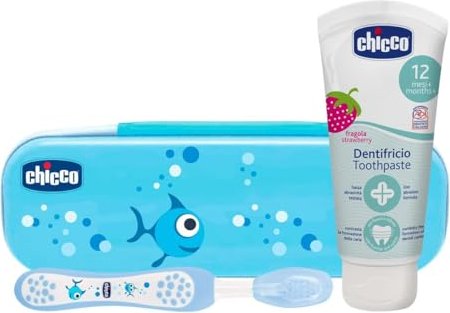 Chicco enfant 12 mois + kit de brosses à dents Always Smiling blue