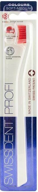Swissdent Profi Colours blanc/rouge soft-medium, 1 pièce