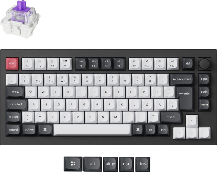 Keychron Q1 HE, Noir Carbone, 75%, PBT, LEDS RGB, Nébuleuse Magnétique Gateron 2.0, USB/Bluetooth, DE (Q1H-M1-DE)