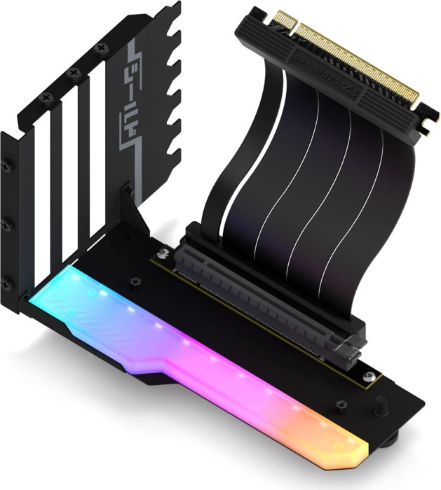 EZDIY-FAB Vertical GPU Mount, Riser Card Cable, avec support de carte graphique vertical, ARGB, coudé, PCIe 4.0, 115 mm, noir