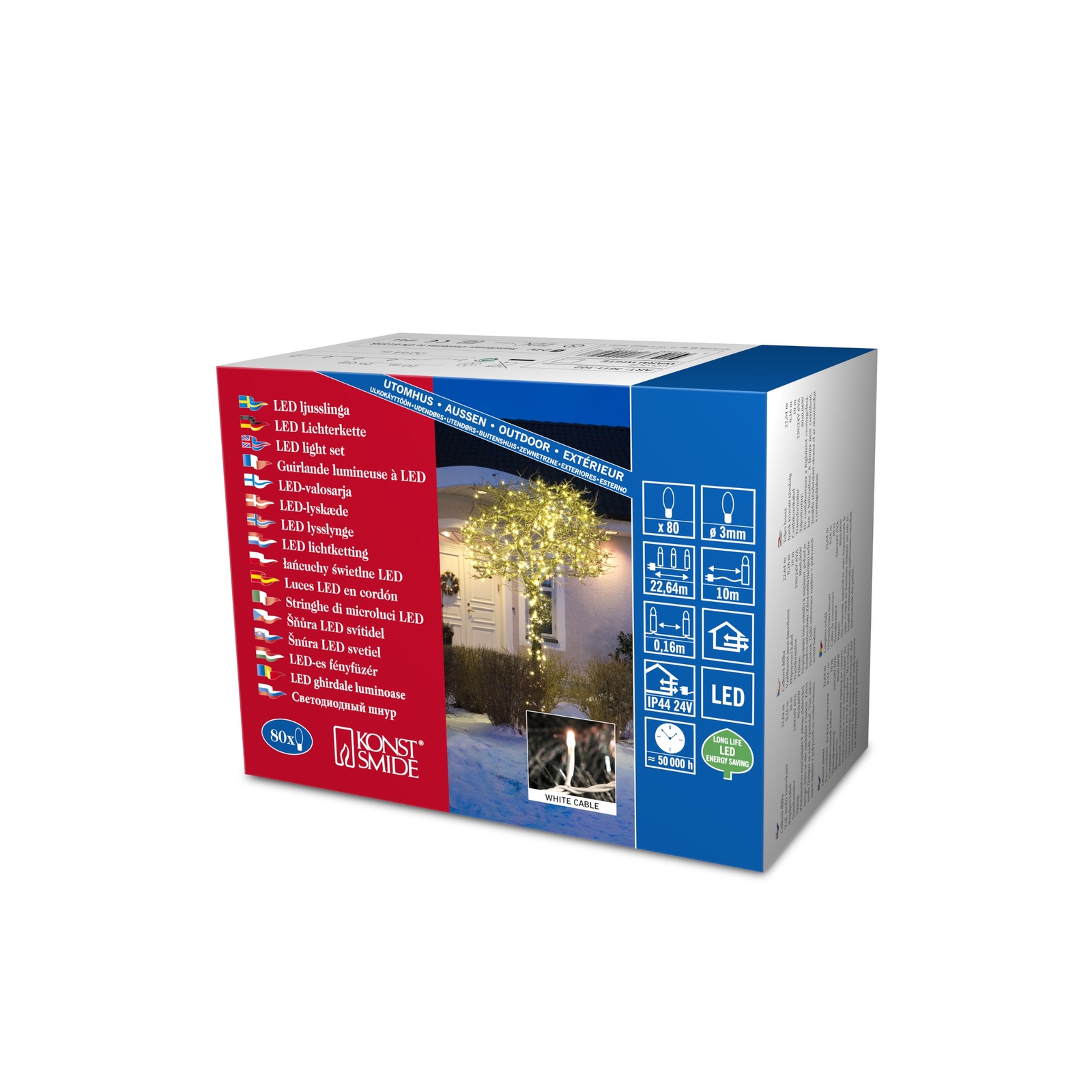 Konstsmide LED Micro Guirlande Lumineuse 80x Blanc Chaud (3611-102)