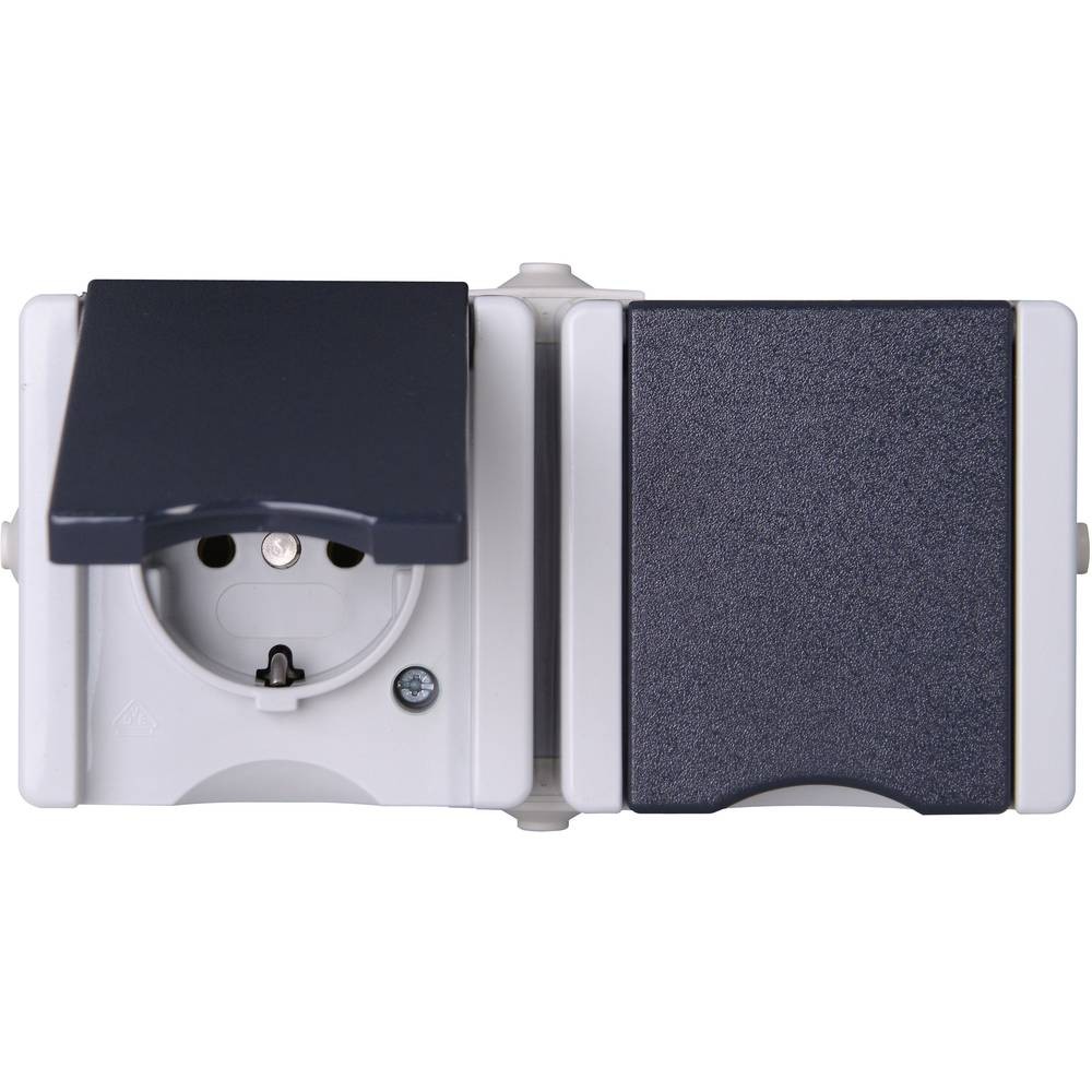 Kopp proAQA 2 prises avec couvercle rabattable, gris clair/gris foncé (950656001)