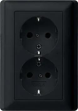 Gira SCHUKO Double Prise 16A 250V avec Plaque Pleine, Noir Mat (0783 005)