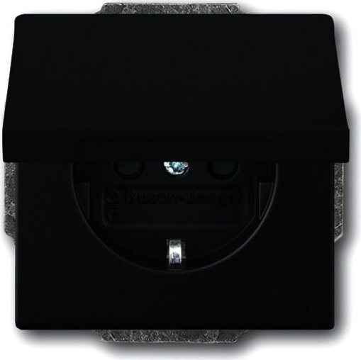 Busch-Jaeger Future Linear Insert de prise avec couvercle rabattable, noir mat (20 EUKBR-885)