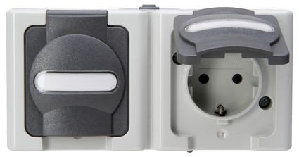 Kopp Blue Electric 2 prises avec couvercle rabattable, gris (131256002)