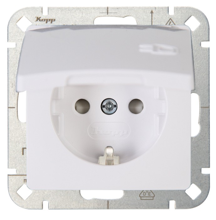 Prise Kopp HK05 avec couvercle rabattable, blanc arctique (920802008)