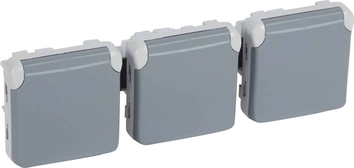 Prise Legrand Plexo 3 positions horizontale, grise (069578)