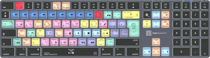 LogicKeyboard Titan Wireless Adobe Premiere Pro CC Mac, Titanium Gray, LED blanches, USB/Bluetooth, FR (LKB-PPROCC-TM-FR)