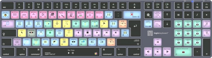 LogicKeyboard Titan Wireless Apple Final Cut Pro X Mac, Titanium Gray, LED blanches, USB/Bluetooth, FR (LKB-FCPX10-TM-DE)