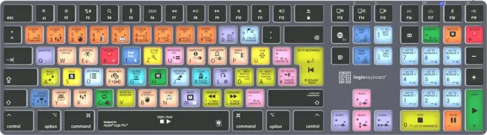 LogicKeyboard Titan Wireless Apple Logic Pro X Mac, Titanium Gray, LED blanches, USB/Bluetooth, FR (LKB-LOGXP2-TM-DE)