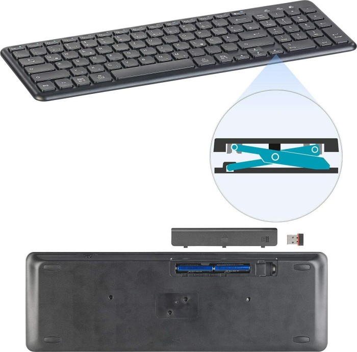 GeneralKeys Clavier sans fil multi-appareils noir, USB/Bluetooth, FR (PX2443)